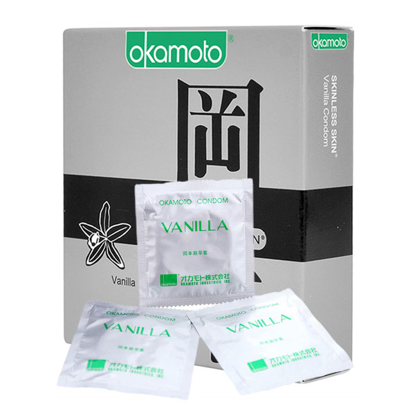 Bao cao su Okamoto Skinless Skin Vanilla hương vani hộp 3 chiếc