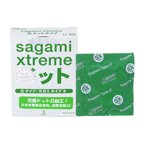 Bao cao su Sagami Xtreme White hộp 3 cái – Siêu mỏng có gân gai